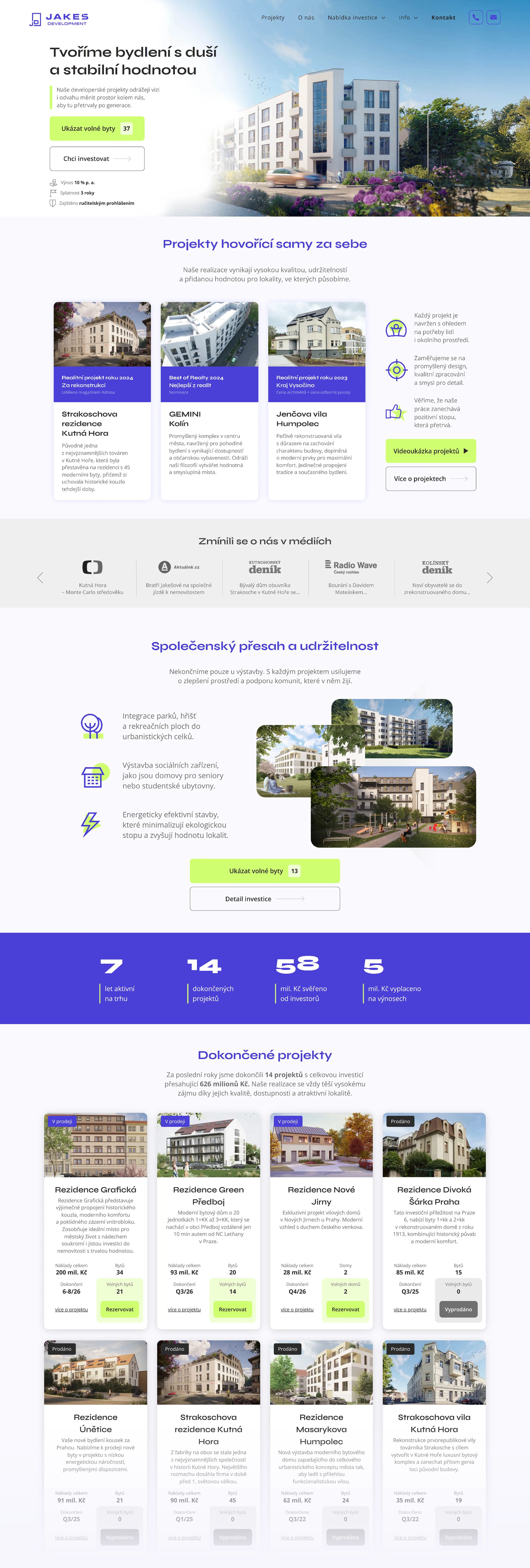 Jakeš Development - web screenshot
